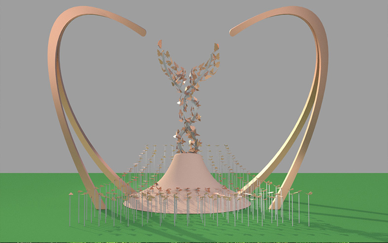 3D rendering of the sculpture